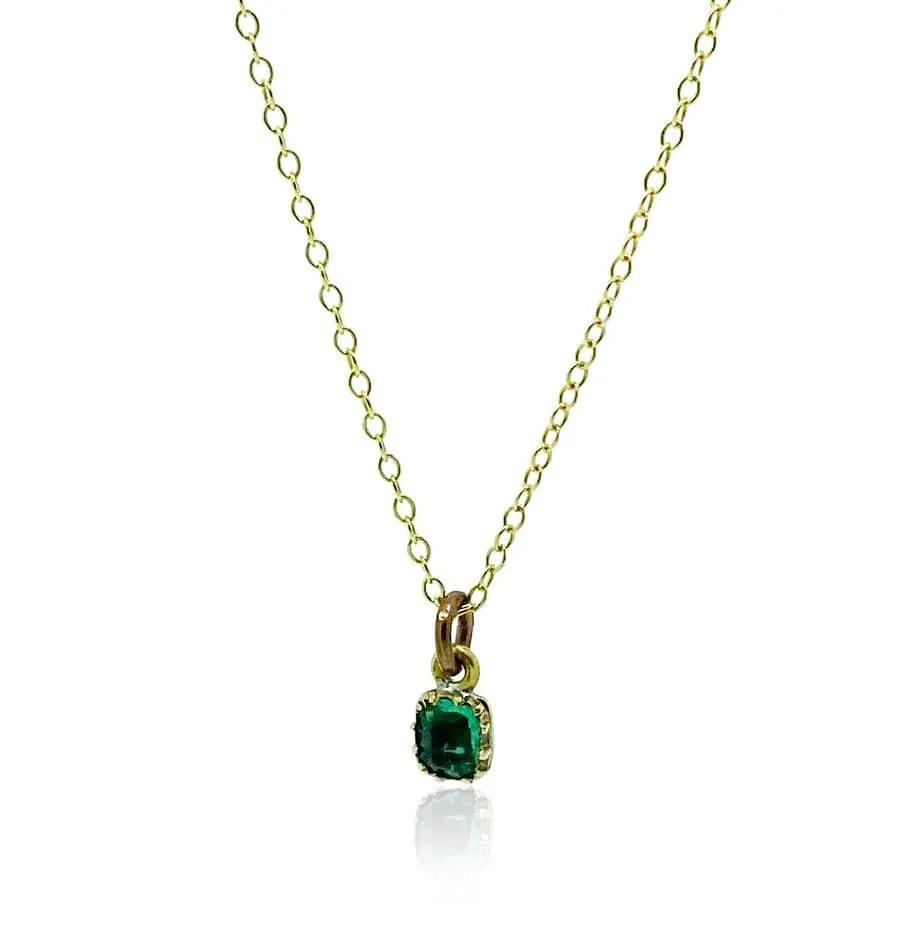 Antique Victorian Emerald Glass Foiled Gilt Necklace