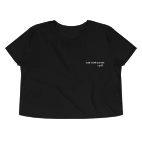 BEST FIT, BEST FEEL BLACK CROP TEE EMBROIDERY - YOUR STORY MATTERS. WHITNEY REYNOLDS