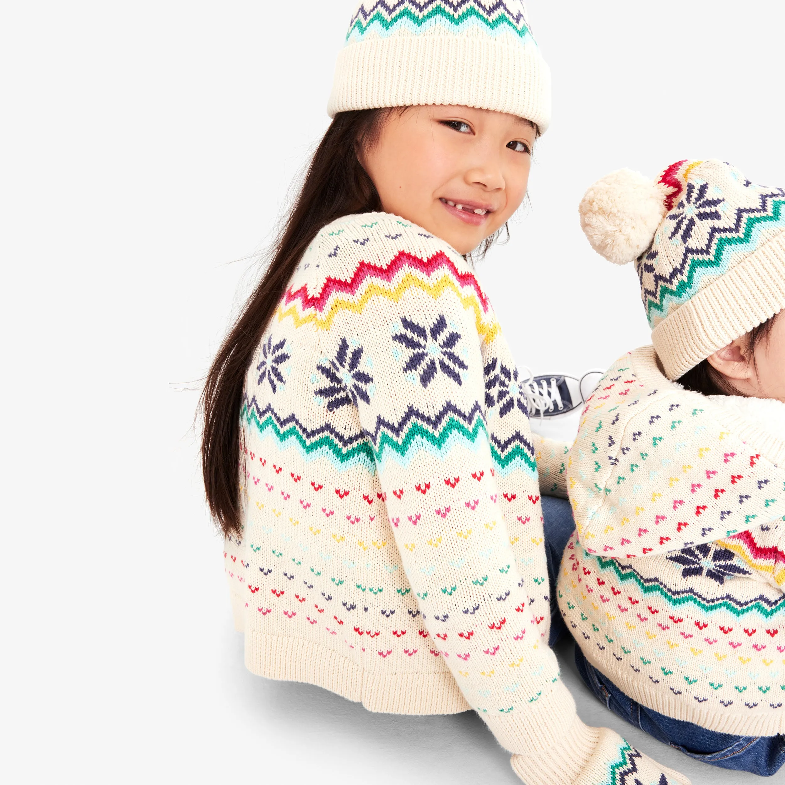 Kids rainbow snowflake fair isle cardigan