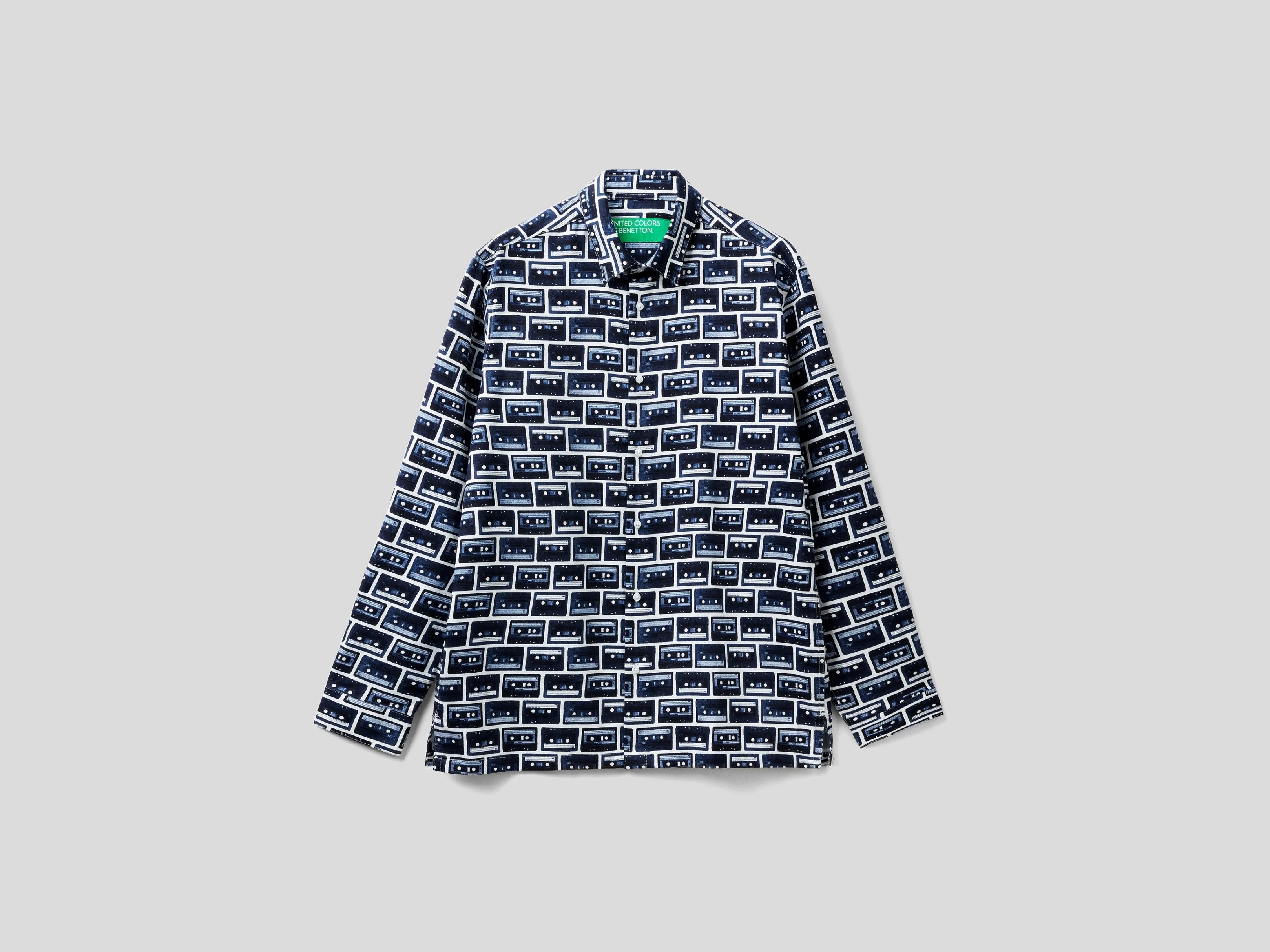 Mens Casette Print Collared Shirt