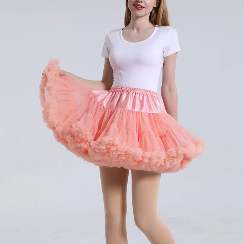 Pastel Pink Ballerina Tulle Tutu Skirt Puffy Ruffle Layered Lolita Petticoat Underskirt