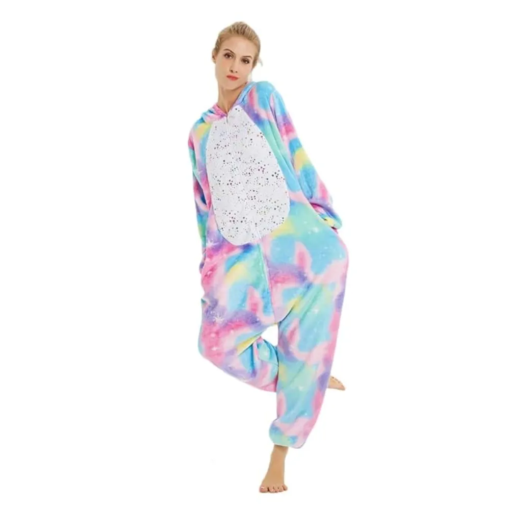 Rainbow Unicorn with Sparkling Stars Adult Onesie