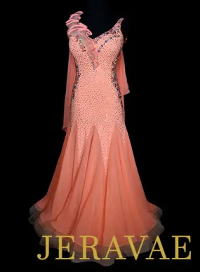 Resale Creamy Orange Ballroom Dress with Wristbands and Floats SMO056 sz Medium