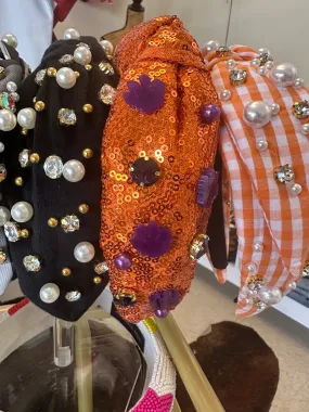 Sequin Clemson Tiger  Bejeweled Headbands