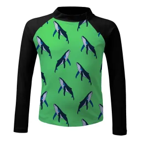 Whale Pod (Green) Long Sleeve Zip Rashie